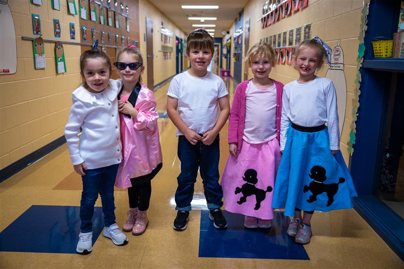 Students dressed in '50s wear smile